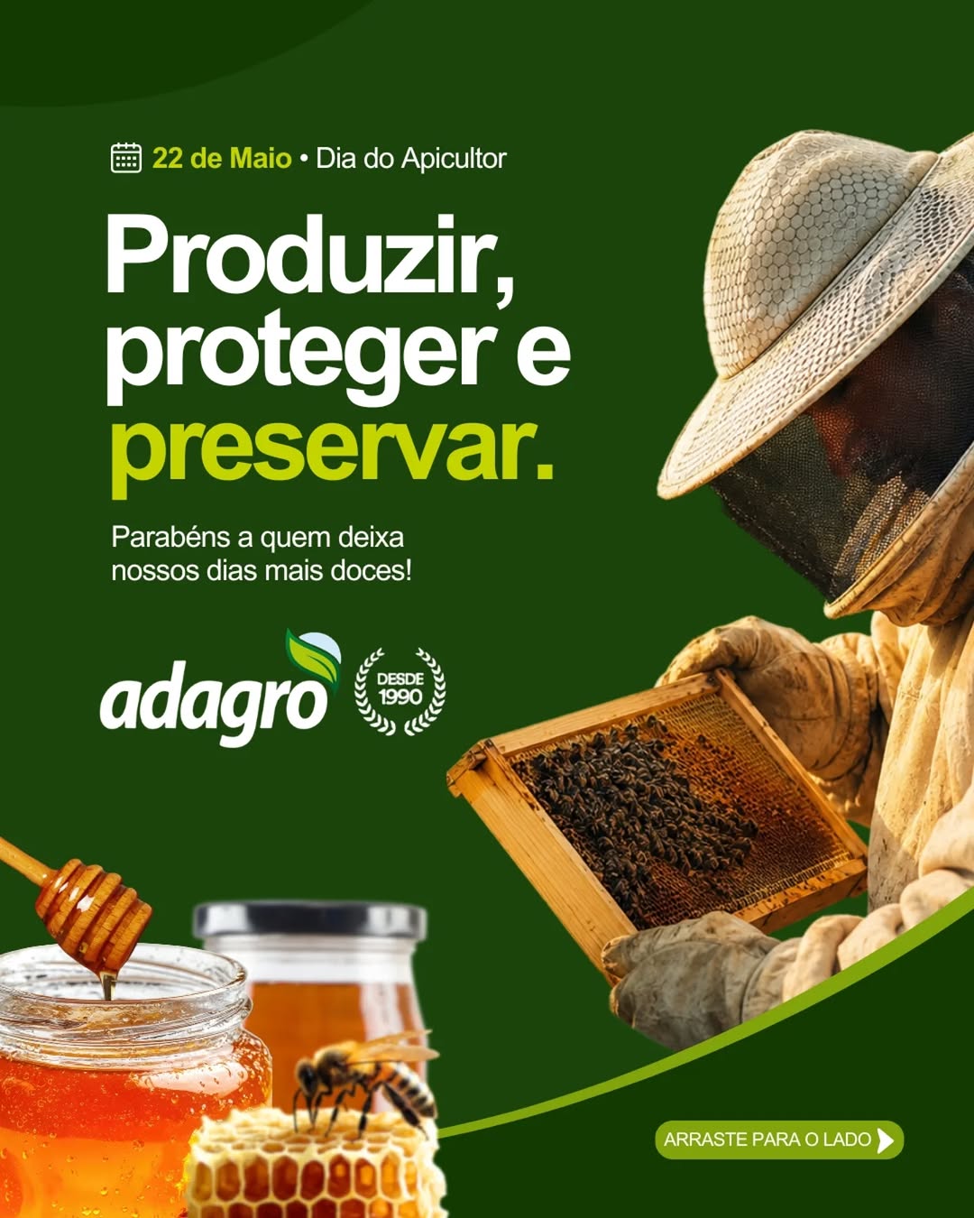 Publicação da Adagro sobre o Dia do Apicultor