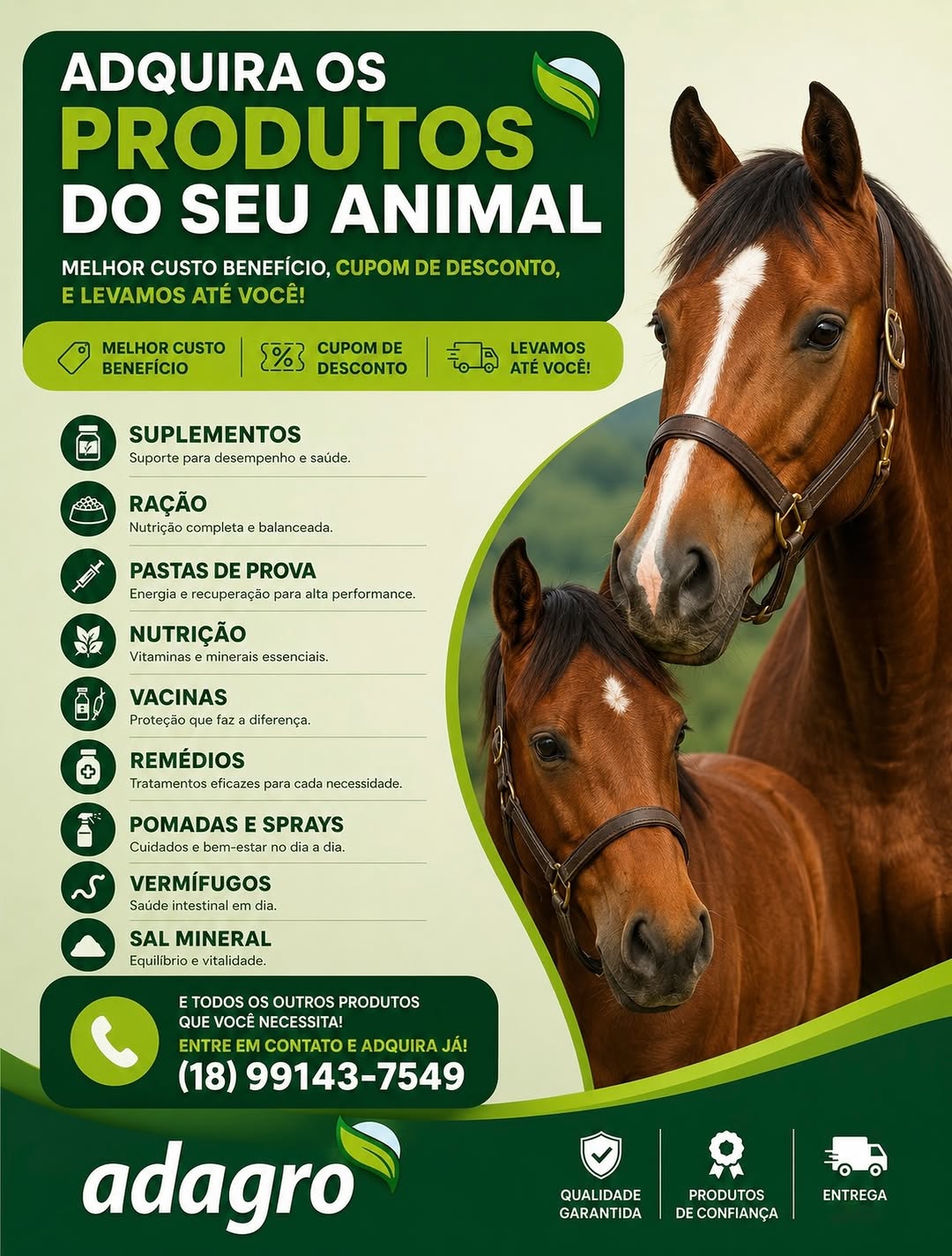 Publicação da Adagro sobre produtos para animais