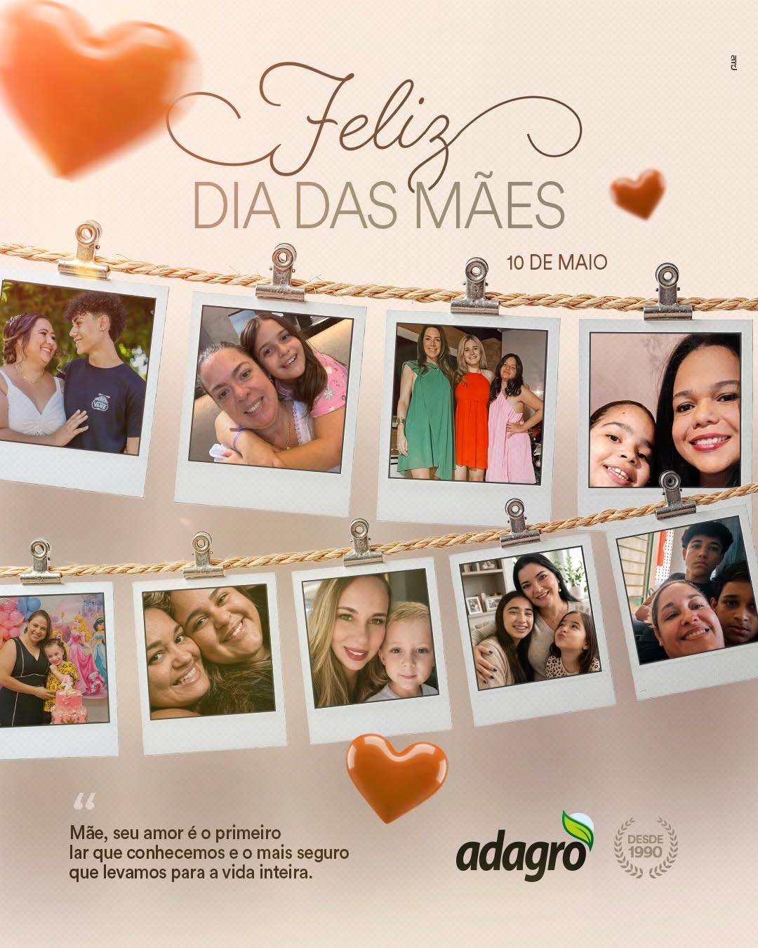 Publicação da Adagro em homenagem ao Dia das Mães